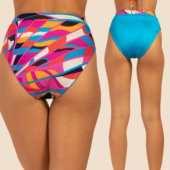 NWT TRINA TURK RIO Reversible High Waist Bikini Bottom, size 14 - Picture 12 of 12